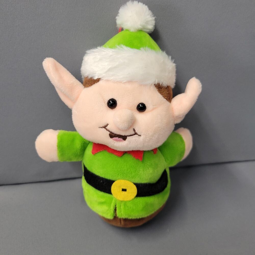 Christmas Elf Plush Stuffed Toy Doll 8 Inch Holiday Ornament Red Ribbon Gift